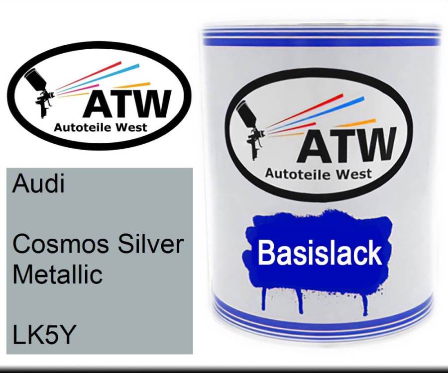 Audi, Cosmos Silver Metallic, LK5Y: 1L Lackdose, von ATW Autoteile West.